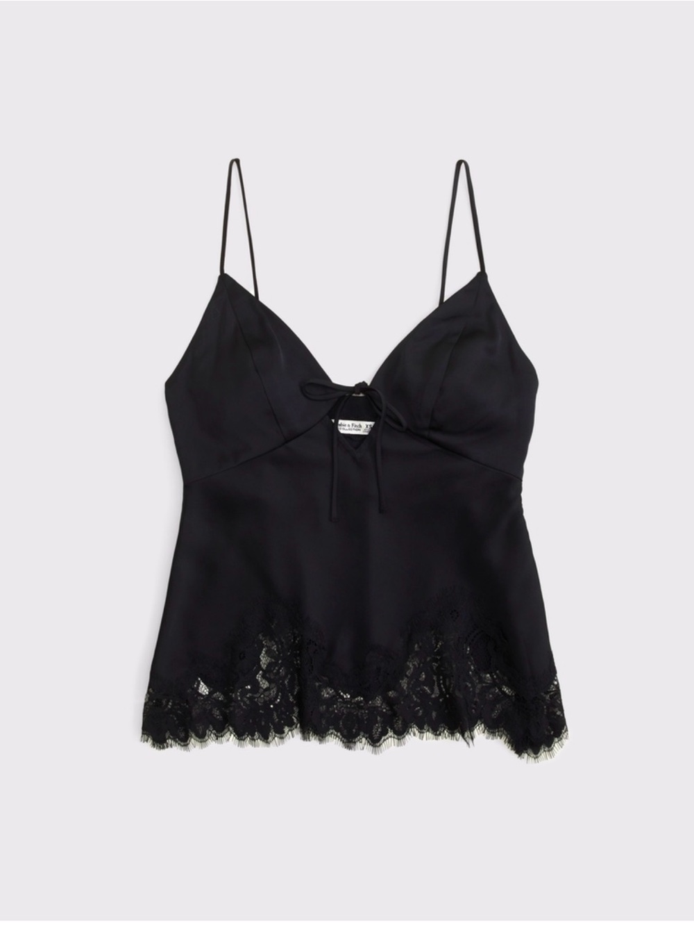 Abercombie and Fitch Black Lace Trim Satin Cami Top
